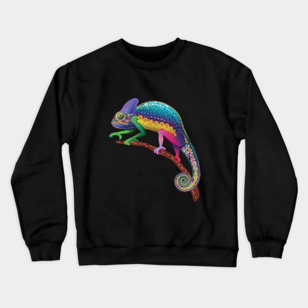 Chameleon Fantasy Rainbow Colors Crewneck Sweatshirt by BluedarkArt